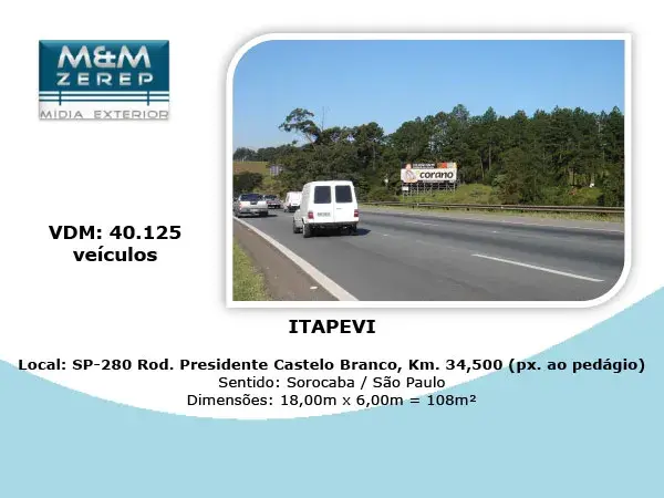 Painel Rodoviário e Front Light Rodovia Presidente Castelo Branco SP-280 Imagem