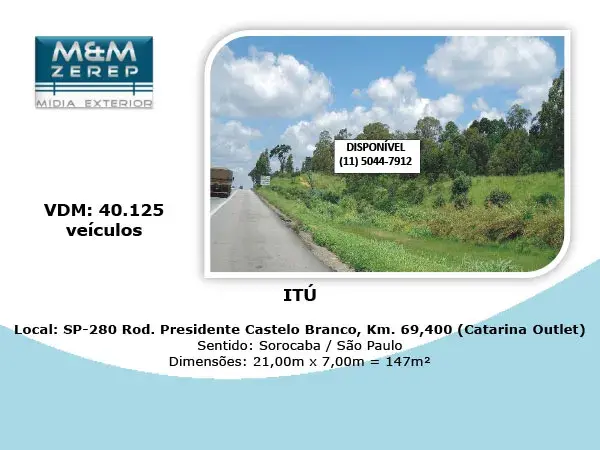 Painel Rodoviário e Front Light Rodovia Presidente Castelo Branco SP-280 Imagem