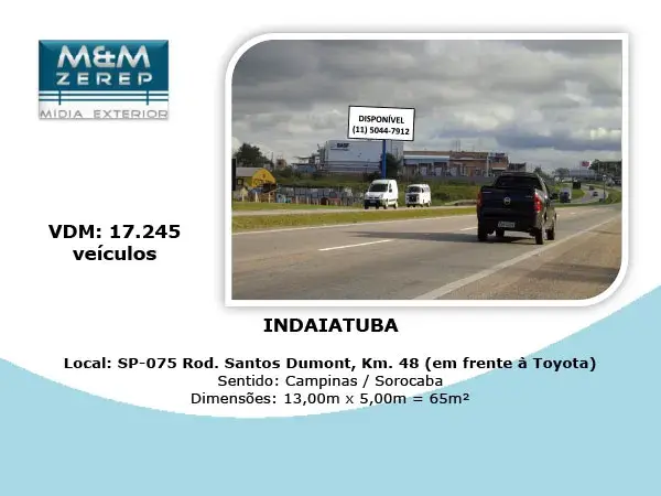 Painel Rodoviário e Front Light Rodovia em Santos Dummont Imagem