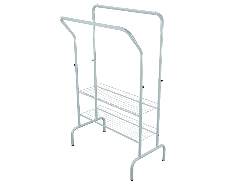Arara Expositora Dupla com Prateleiras Metálicas