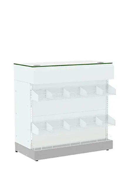 Balcão Expositor Branco com Base Laranja