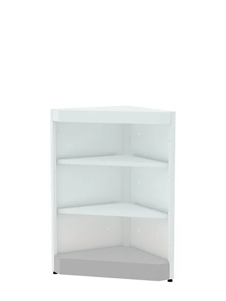 Balcão de Canto Branco com Prateleiras