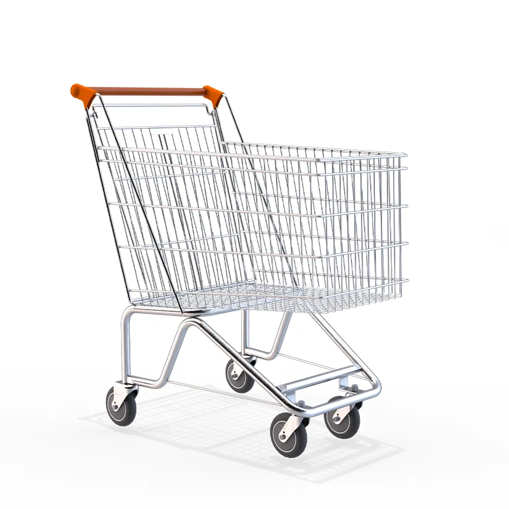 Carrinho de Compras Cromado com Design Funcional e Cesto Espaçoso