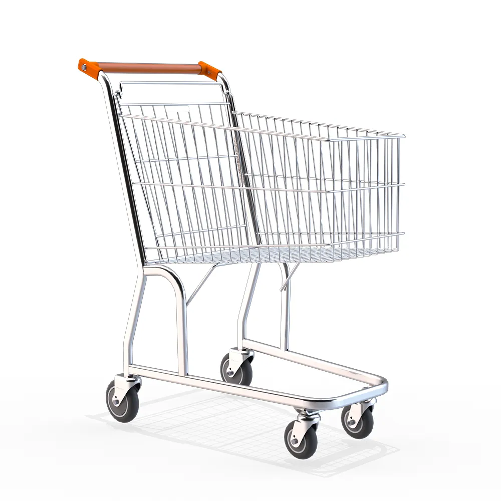 Carrinho de Supermercado Cromado com Detalhe Laranja
