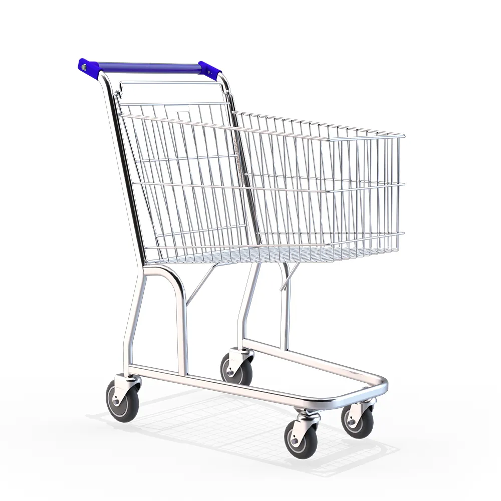 Carrinho de Supermercado Cromado com Detalhe Azul Compacto