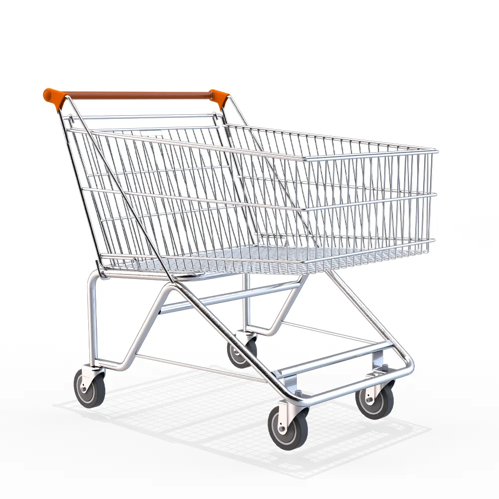 Carrinho de Supermercado Cromado com Cesto Amplo e Estrutura Reforçada