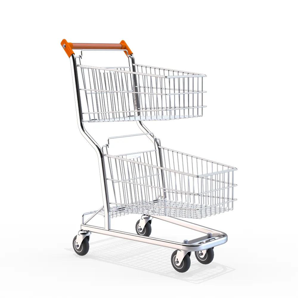 Carrinho de Supermercado Duplo Cromado de Alta Capacidade