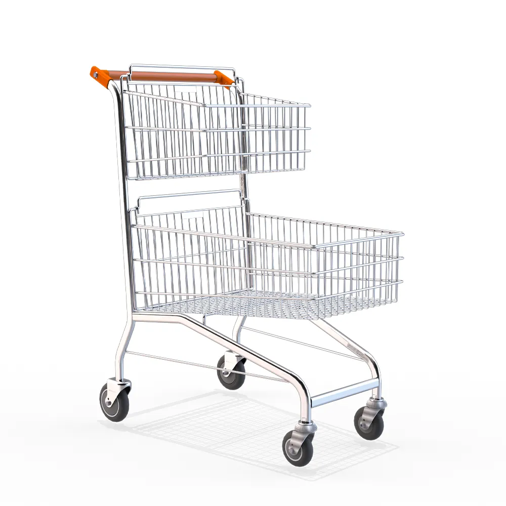Carrinho Duplo Cromado com Cestos Independentes