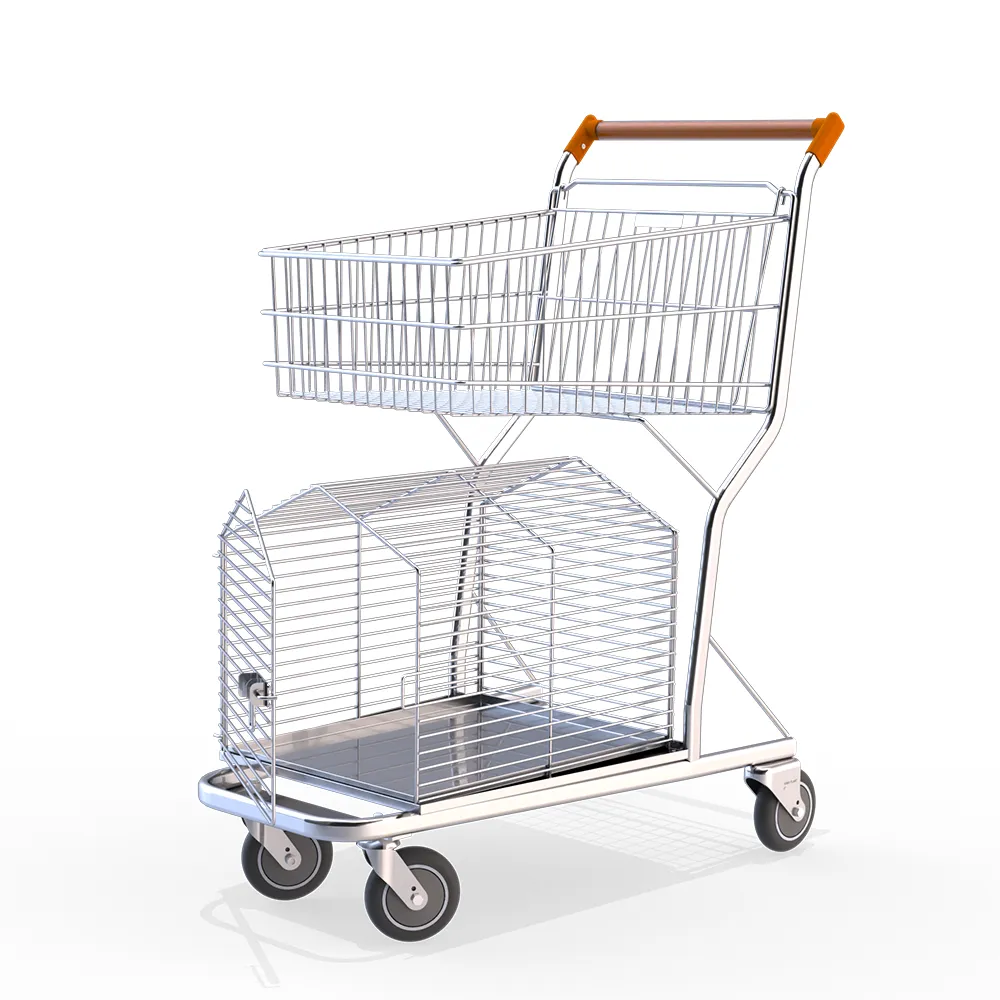 Carrinho de Compras com Compartimento Inferior para Transporte de Pet