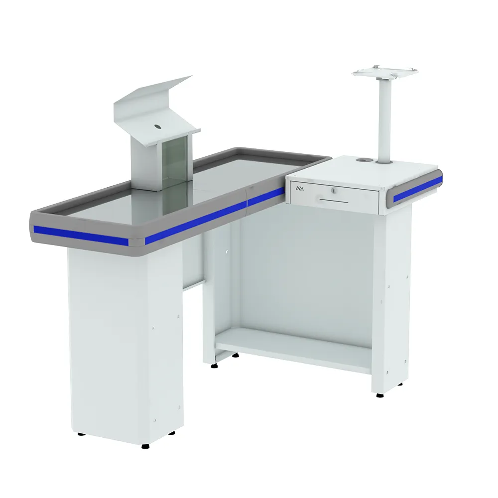 Checkout com Acúmulo de Compras Branco com Detalhe Azul Comercial