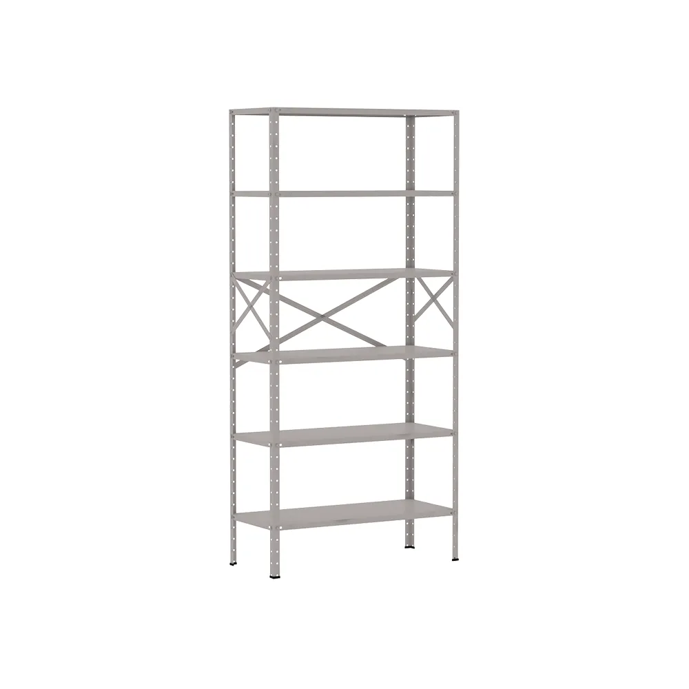 Estante Metálica Multiuso 6 Prateleiras Cinza com Reforço em X Alta Resistência