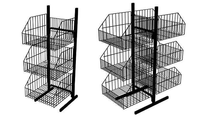 Expositores de Chão com Cestos 4 Níveis Preto