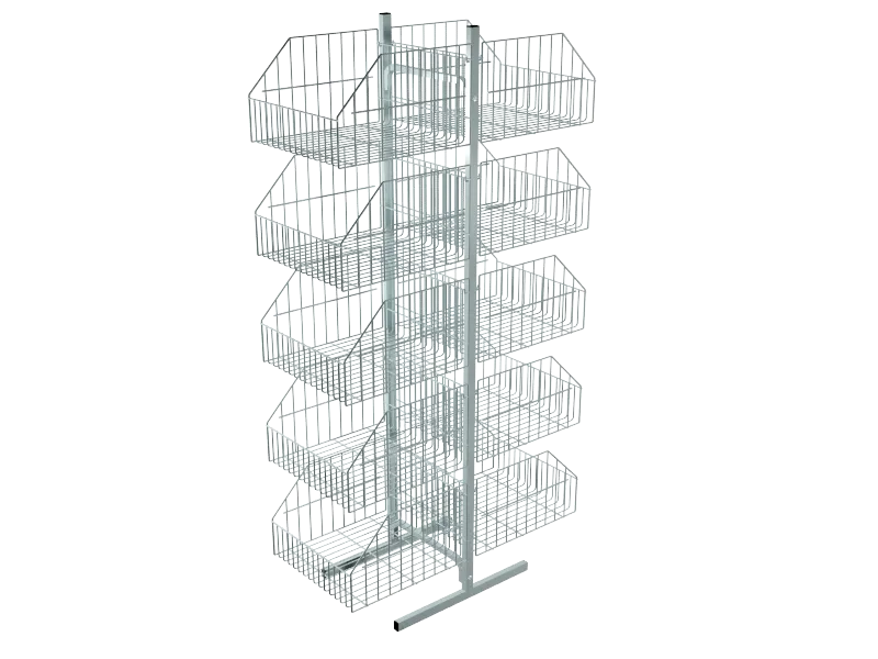 Expositor de Chão Duplo com Cestos 5 Níveis Branco