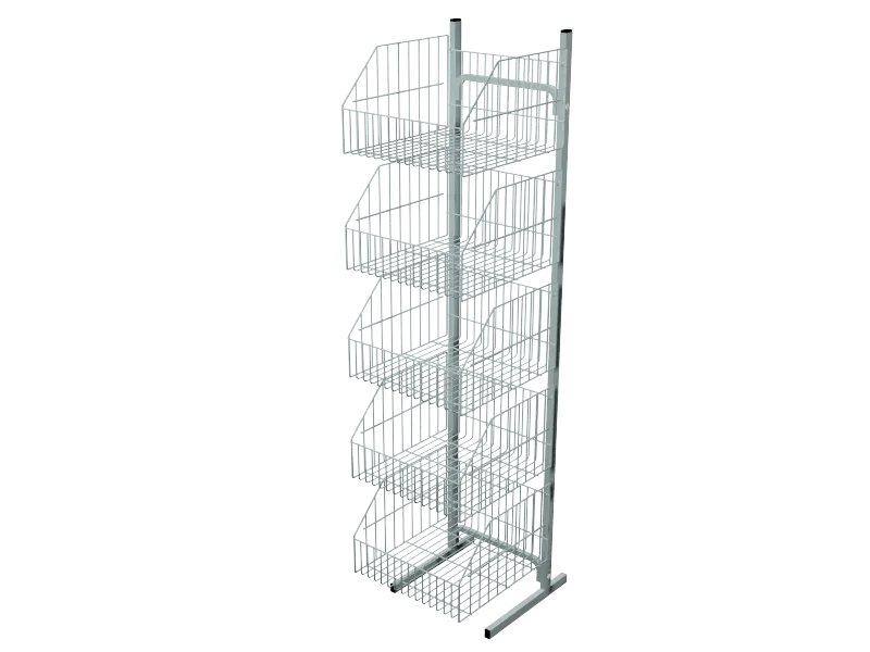 Expositor de Chão com Cestos 5 Níveis Branco