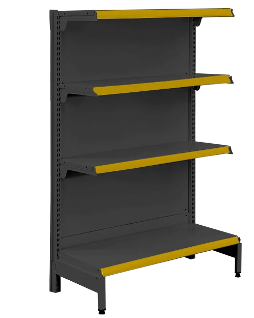 Gôndola de Parede com Porta-Preço Frontal e Prateleiras Inclinadas