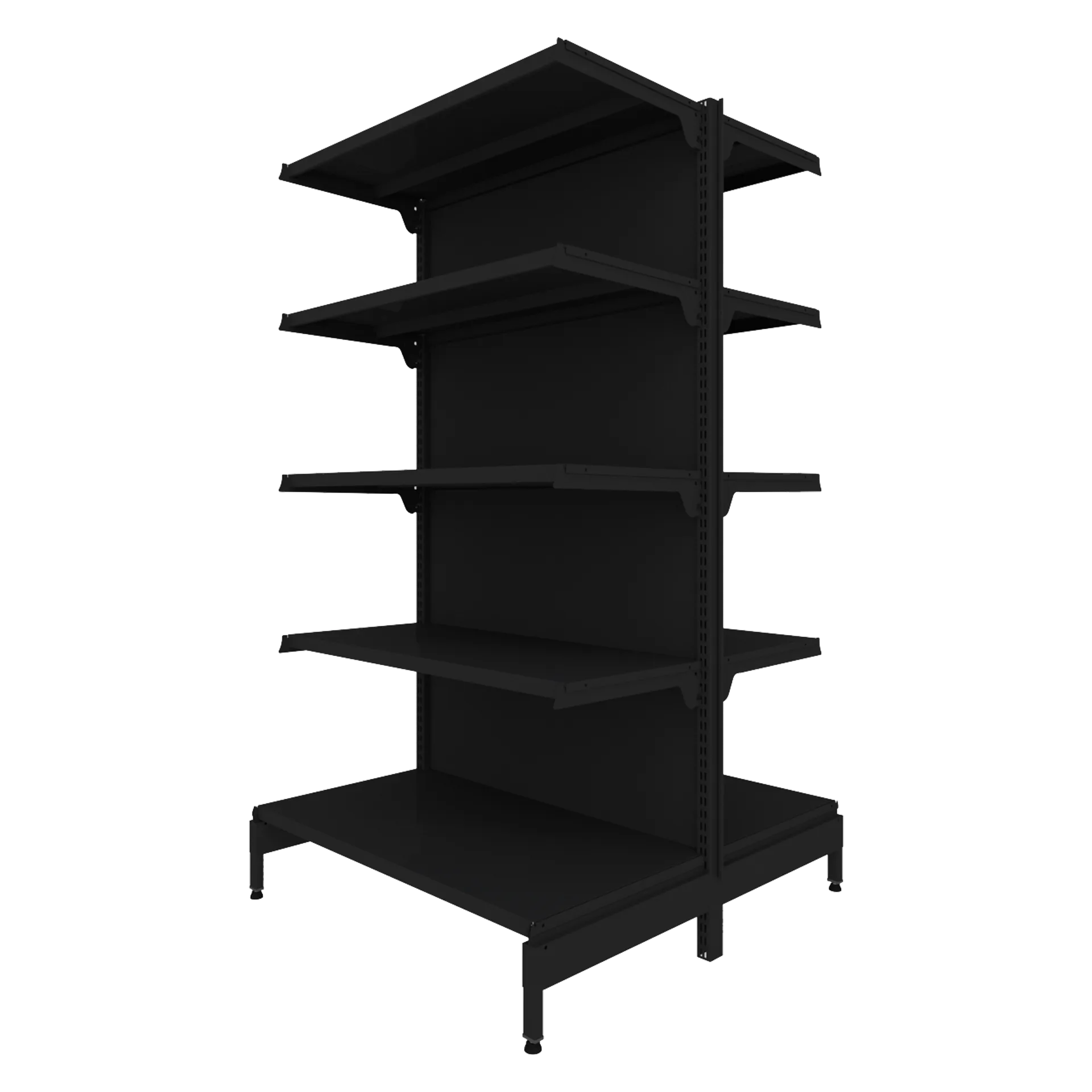 Gôndola Central Dupla Face com Prateleiras Reguláveis na Cor Preta