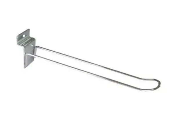 Gancho Simples Longo Cromado para Painel Canaletado