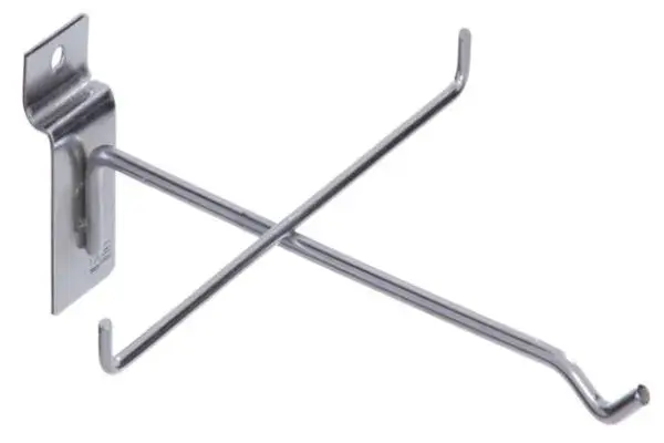 Gancho Duplo Cruzado Cromado para Painel Canaletado