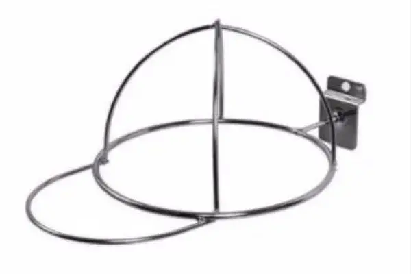 Suporte Aramado Redondo Cromado para Bonés em Painel Canaletado