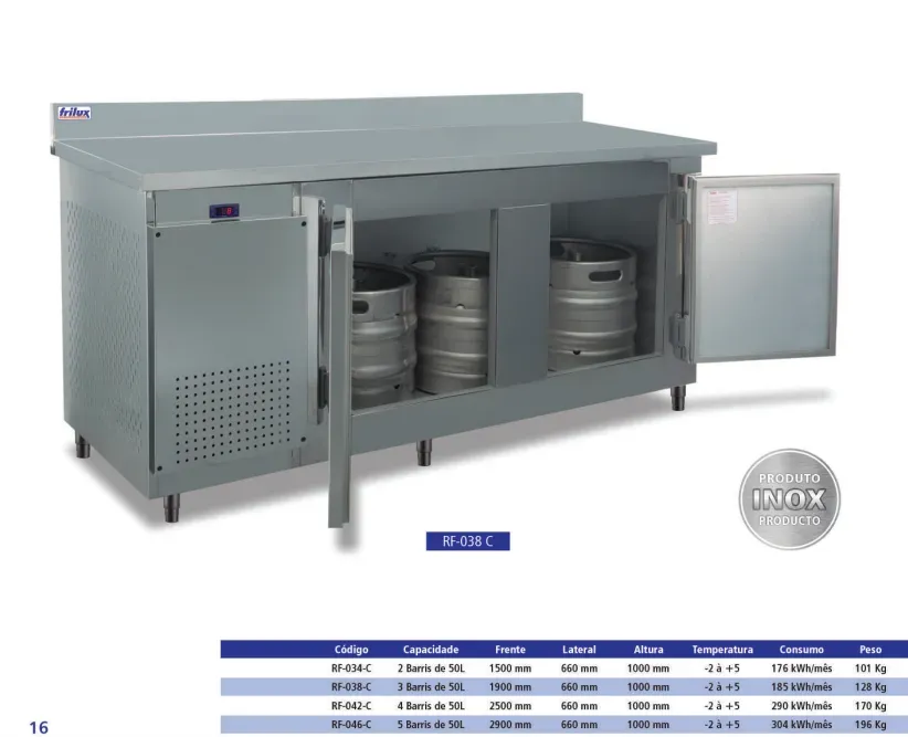 Balcão Refrigerado Inox para Barris Comercial