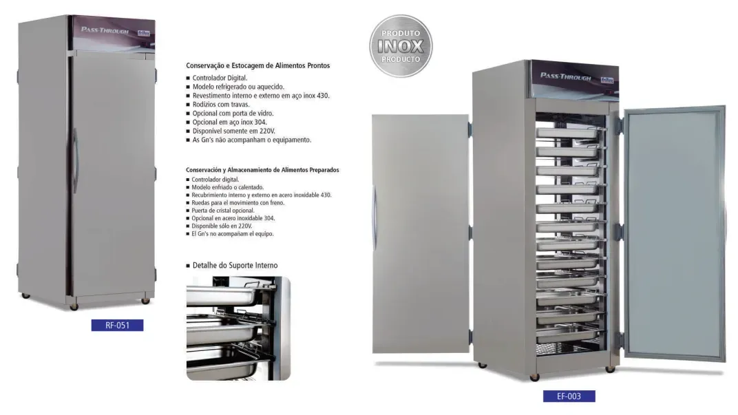 Armário Refrigerado Inox Pass Through para Alimentos Comercial