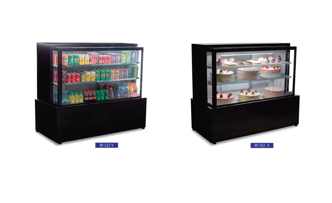 Balcão Refrigerado Expositor de Vidro para Bebidas e Confeitaria