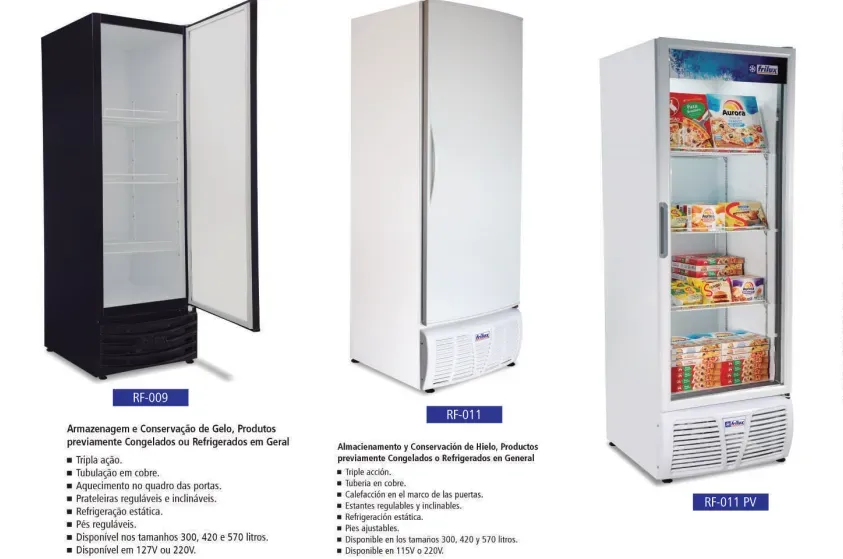 Refrigerador Vertical Comercial Porta Sólida e Vidro Alta Capacidade
