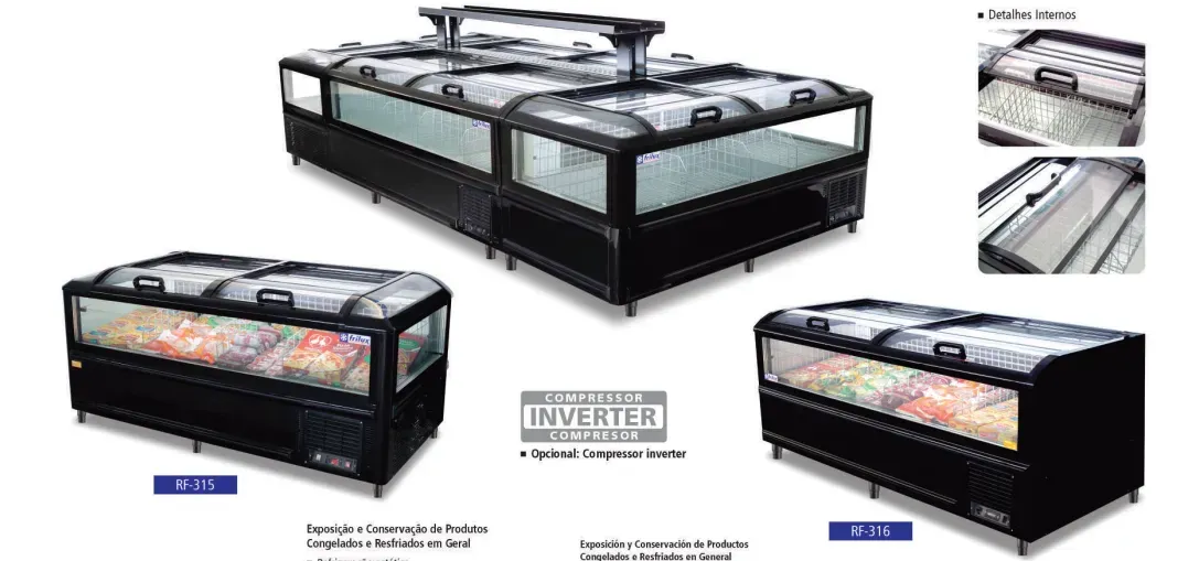 Ilhas Expositoras com Vidro Curvo