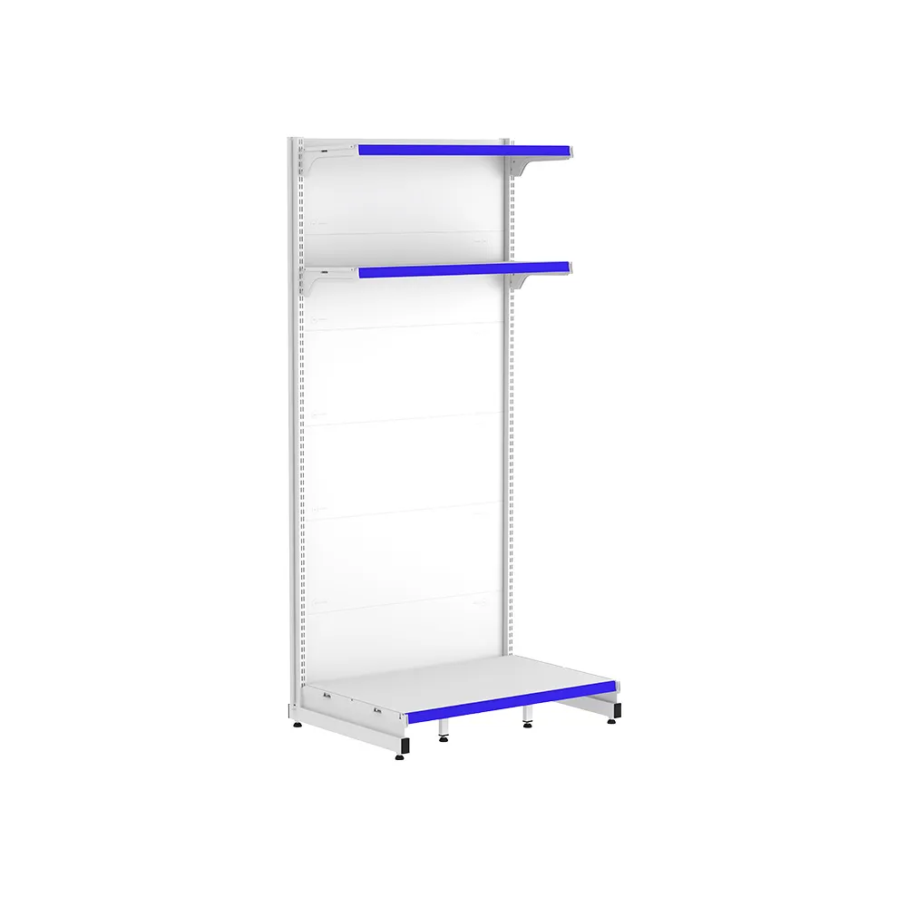 Gôndola Rack Parede Branca com Detalhes Azuis