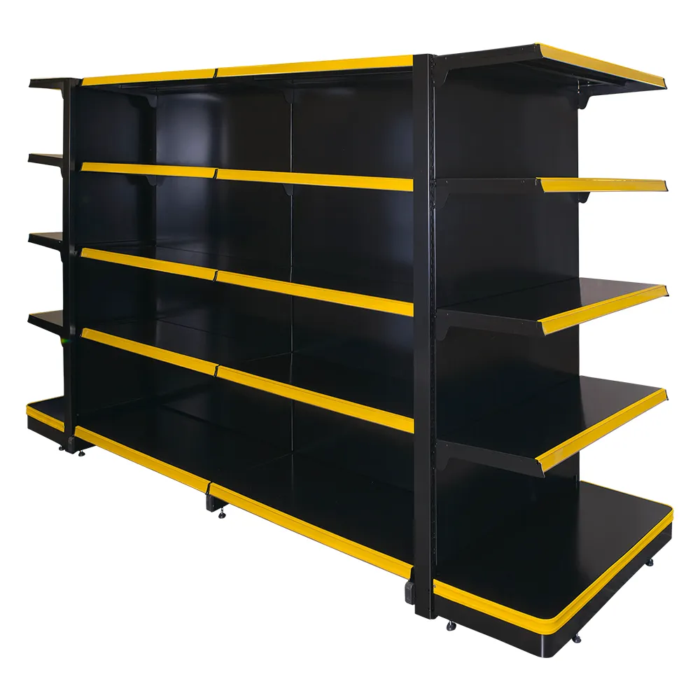 Gôndola Super Plus Central Modular Preta com Ponta