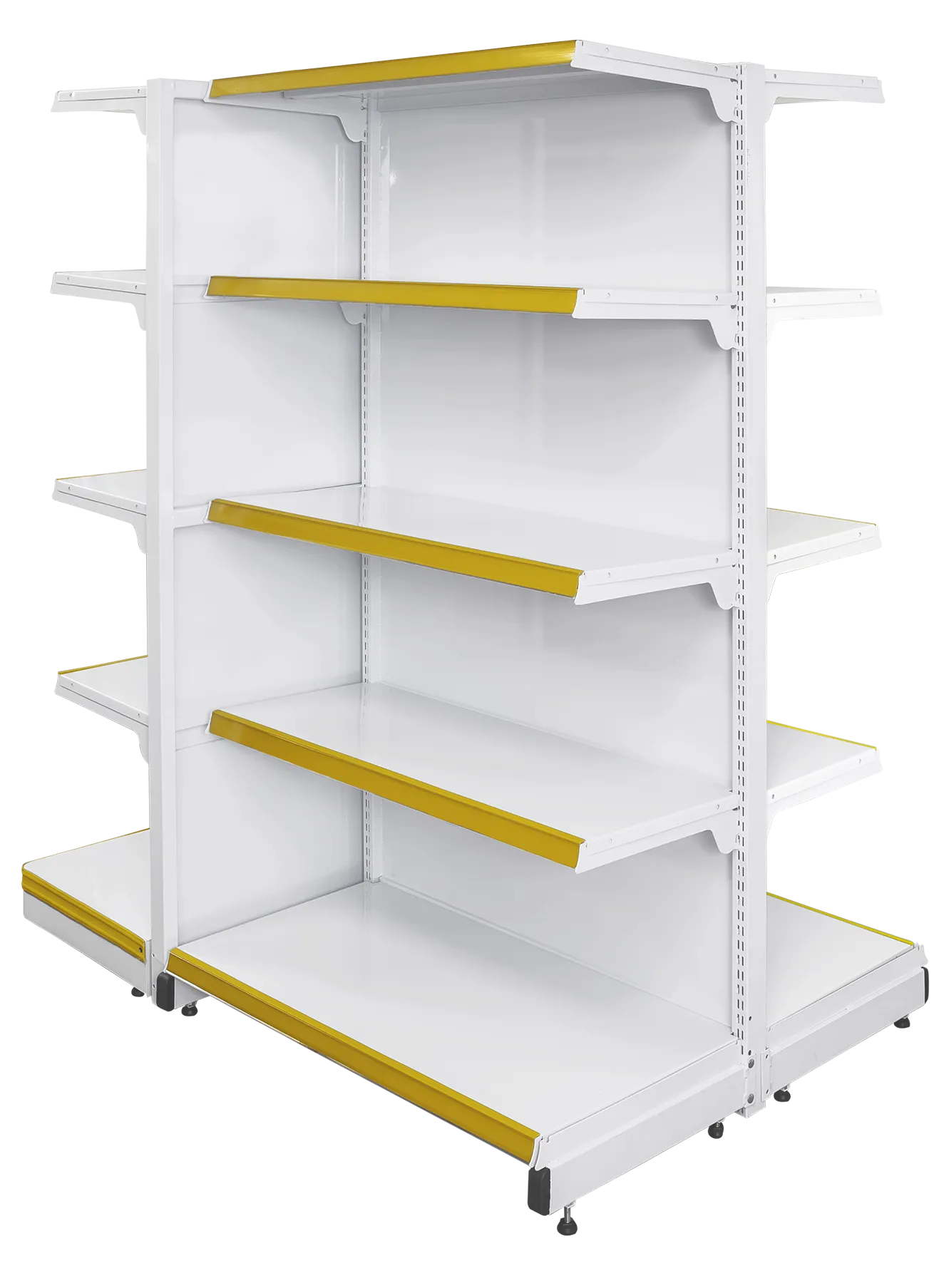 Gôndola Super Plus Dupla Branca com Testeiras Amarelas