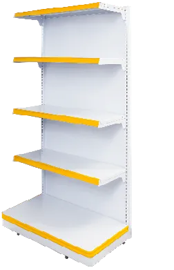 Gôndola Super Plus Parede Branca com Testeiras Amarelas