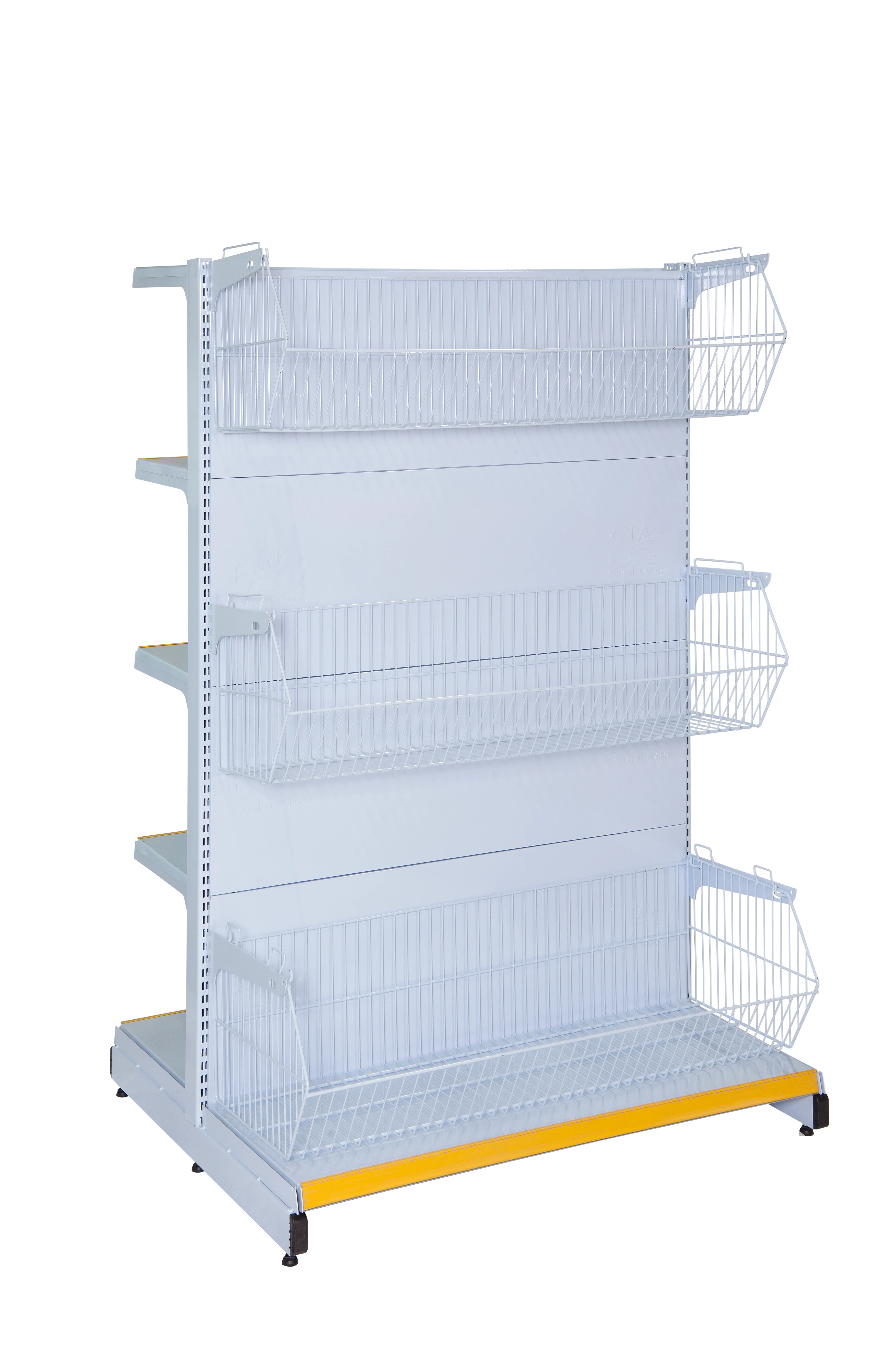 Gôndola Super Plus Central com Cestos Aramados Branca