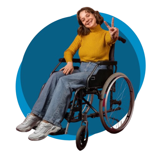 Mulher cadeirante sorrindo