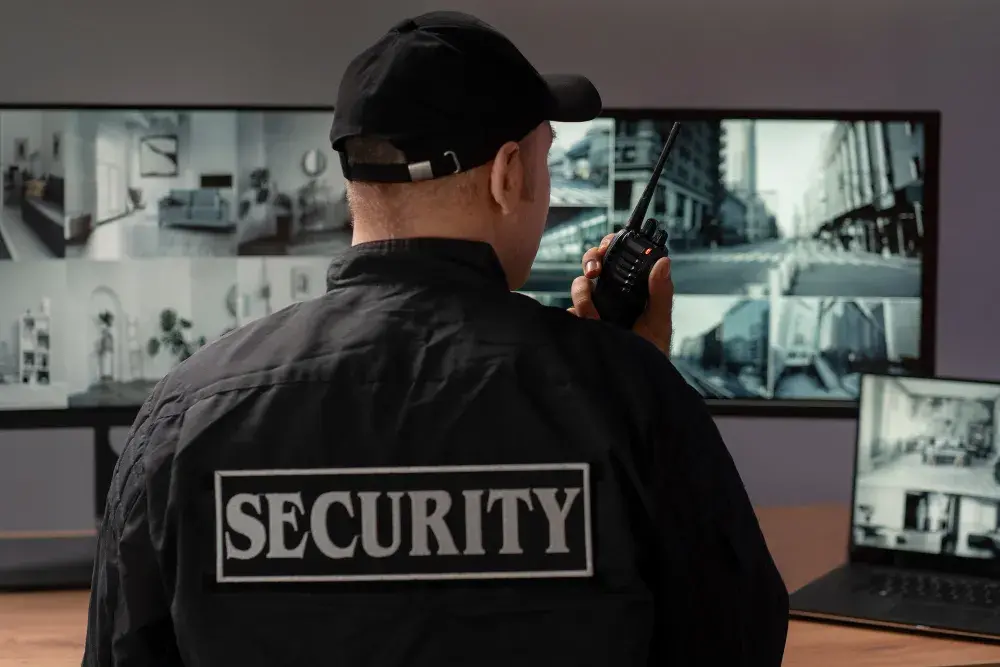 Profissional terceirizado acompanhando o controle de portaria